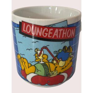 1986 Garfield Fish Float Loungeathon Mug Enesco Korea Ceramic tea cup  Jim Davis